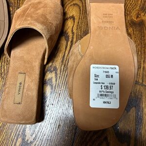 Vince Tan Suede Slide Mule Sandals